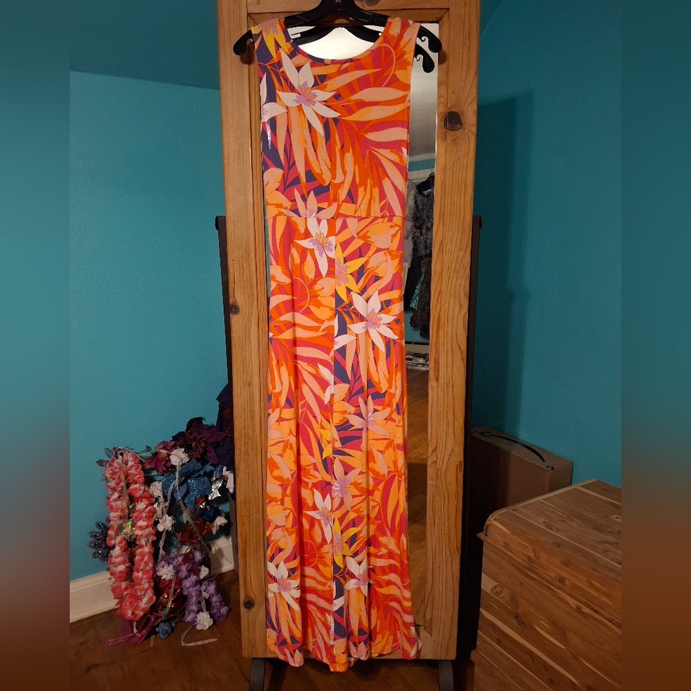 IMAN Global Chic Floral Women's Med Maxi Dress Twist Front Flowy Rayon NWT - Picture 8 of 12